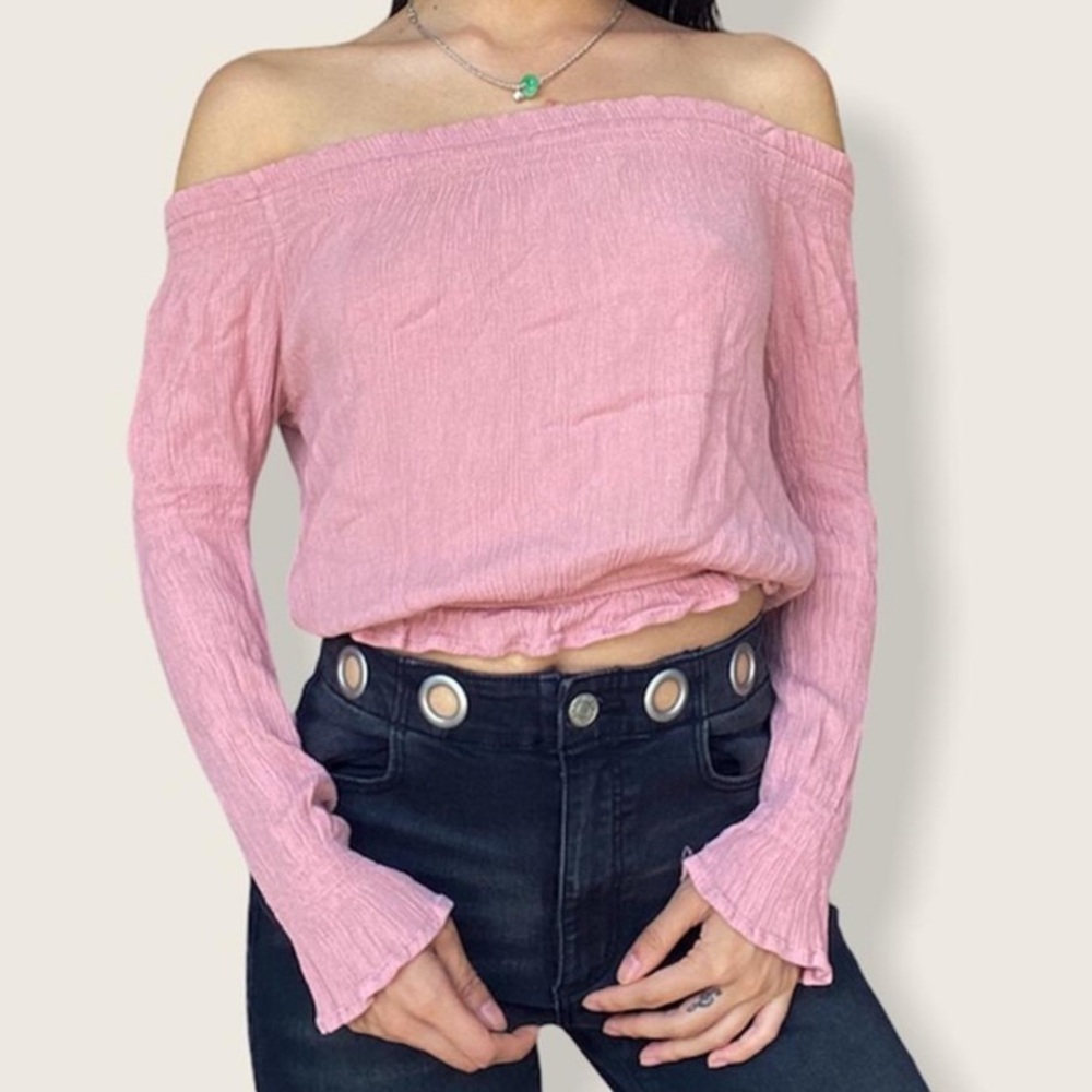 Urban Planet Pink Ruffled Off The Shoulder Top